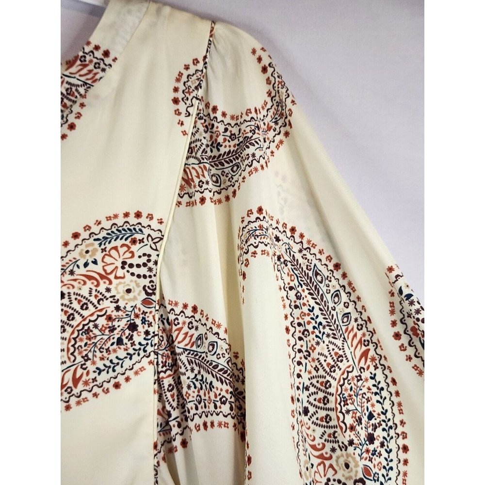 Cal Style Dress Womens Large Cream Paisley Print Balloon Sleeve Tunic Mini - Picture 8 of 13